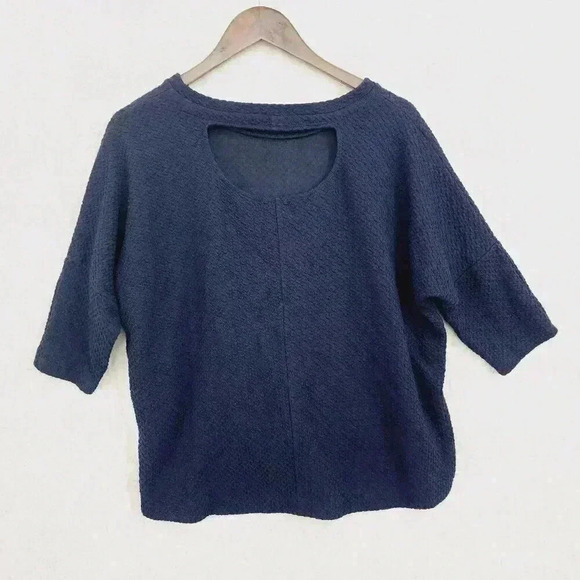 Anthropologie Deletta High Low Scoop neck Textured Keyhole Knit Top S 3537C - Picture 2 of 6